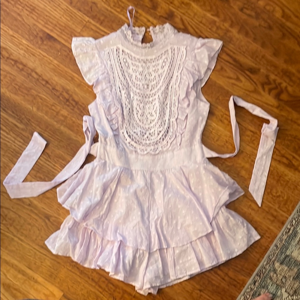 Lavender Lace Ruffle Blouse